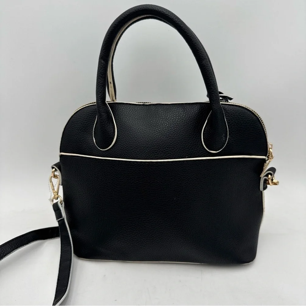 Bebe Black Satchel with White Accents